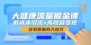 大健康产业总流量掘金队课，降低成本引流方法 高回报转现，日引百粉月入了万