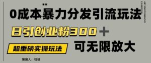 使用价值5980的0成本费暴力行为引流方法游戏玩法，日引自主创业粉300 ，可放大化
