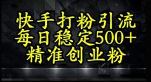 快手视频精确式磨粉引流方法，每日平稳500 精确自主创业粉