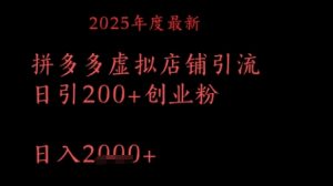 拼多多复制黏贴日引 付钱自主创业粉，月入w全新实例教程