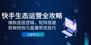 快手视频生态运营攻略大全：爆品底层思维，引流矩阵构建，剪辑软件动画特效与直播带货技巧