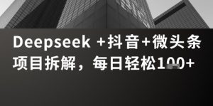 Deepseek +抖音 微头条项目拆解，每日轻松张+