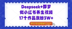 Deepseek 即梦做小红书的中医养生视频个作品增粉W 单日盈利多张