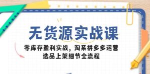 无货源电商实战演练课：零库存赢利实战演练，淘宝拼多多运营，选款发布小细节全过程