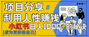 小红书的日入1k ？揭密人的本性判断力，新手3min入门，关注点赞爆满！