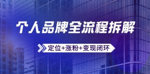 个人ip全过程拆卸：精准定位 增粉 转现闭环控制，微信生态圈运营与资源优化配置