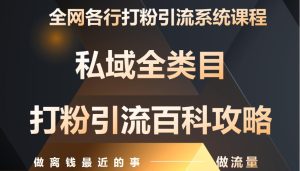 月入万：各大网站唯一公域磨粉引流方法神课，零基础从零陪你引流变现