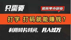 只需电脑打字，打码软件，也能赚钱？简单挣钱小副业，利用碎片时间，月入了万