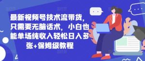 新视频号技术控卖货，只需没脑子销售话术，新手也可以场均净收入轻轻松松日入好几张 家庭保姆级实例教程