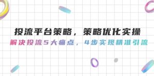 投流平台策略，策略优化实际操作，处理投流5大瓶颈，4步完成精准引流方法