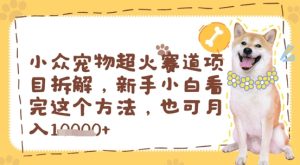 小众宠物超火赛道项目拆解，新手小白看完这个方法，也可月入过w