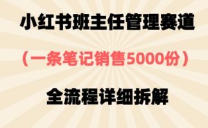 小红书的班主任管理跑道，一套材料卖出去5000份，全过程详尽拆卸