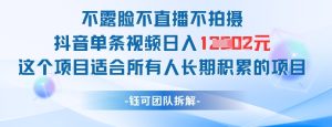 不露脸不直播不拍照抖音视频一条短视频日入k 这样的项目适合所有人长期积累的新项目