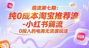 薅流第七期：纯0成本淘宝推荐流-小红书薅流最新版目，0投入的电商无货源玩法（附赠往期）
