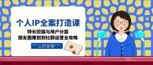个人IP全案打造课，特长挖掘与用户分层，朋友圈策划到社群运营全攻略