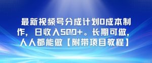 新视频号分为方案0成本费制做，日收益5张，长期性能做，人人都可以做【附加新项目实例教程】