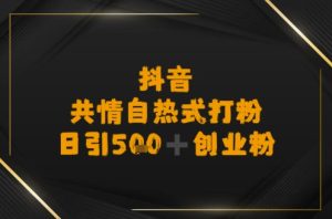 日引500+创业粉，抖音共情自热式打粉