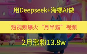 用Deepseek 大海螺AI拍短视频爆红“月半猫”短视频，2月增粉13.8w