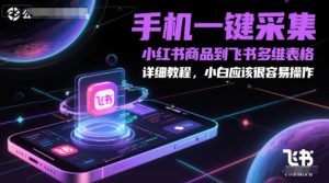 手机上一键采集小红书的产品到飞书多维度报表，详尽实例教程，新手一定很容易操作