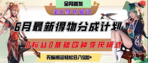 6月份最新得物创作者分成计划2.0玩法，0粉丝0基础四种模式变现，从隐蔽渠道无脑搬运，日入2张