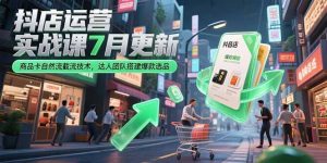 抖店运营实战课7月更新，商品卡自然流截流技术，达人团队搭建爆款选品