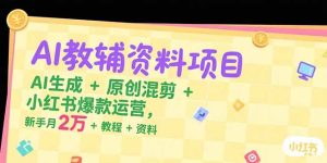 AI教辅资料项目，AI生成+原创混剪+小红书爆款运营，新手月入2万+教程+资料