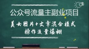 公众号流量主副业项目，美女图片+文章混合模式操作流量爆棚