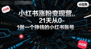 小红书涨粉变现营，21天从0-1做一个挣钱的小红书账号