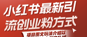小红书最新引流创业粉方式，项目图文玩法介绍以及如何安全倒流私域