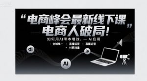 电商峰会最新线下课，电商人破局，如何用AI降本增效，AI应用-全域推广-直播运营-付费流量