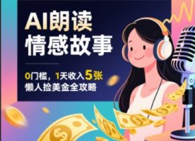 Ai朗读情感故事，0门槛，1天收入5张，每天10分钟，懒人捡美金全攻略