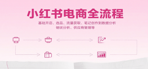 小红书电商全流程，基础开店、选品、流量获取、笔记创作到数据分析、供应商管理等