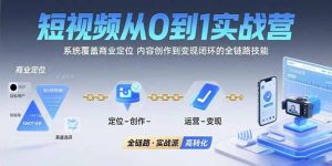 短视频从0到1的实战营：系统覆盖商业定位，内容创作到变现闭环的全链路技能