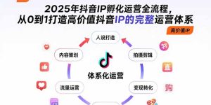 2025年抖音IP孵化运营全流程，从0到1打造高价值抖音IP的完整运营体系