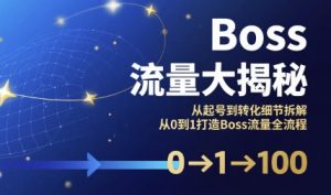 Boss流量大揭秘，从起号到转化细节拆解，从0到1打造Boss流量全流程