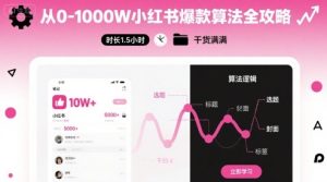 从0-1000W小红书爆款算法全攻略，时长1.5小时，干货满满