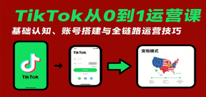 TikTok从0到1运营课：基础认知、账号搭建与全链路运营技巧