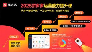 2025拼多多运营能力提升课：认知→基础→推广→活动→玩法，五阶成长路径