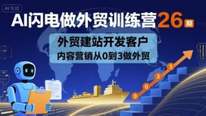 AI闪电做外贸训练营26期，外贸建站开发客户内容营销从0到3做外贸