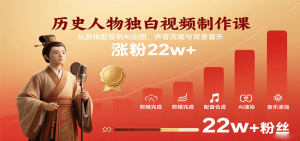 历史人物独白视频制作课，从剪辑配音到AI出图，声音克隆与背景音乐，涨粉22w+