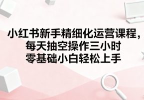 小红书新手精细化运营课程，每天抽空操作三小时，零基础小白轻松上手
