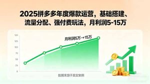 2025拼多多年度爆款运营，基础搭建、流量分配、强付费玩法，月利润5-15万