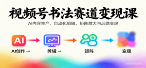 视频号书法赛道变现课：AI内容生产、自动化剪辑，矩阵放大与后端变现