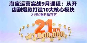 淘宝运营实战9月课程：从开店到爆款打造10大核心模块，21天0到月销百万