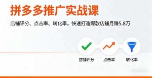拼多多推广实战课，店铺评分、点击率、转化率，快速打造爆款店铺月赚5.8万