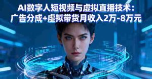 AI数字人短视频与虚拟直播技术：广告分成+虚拟带货月收入2万-8万元