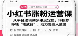 小红书涨粉运营课：从平台逻辑到多维度定位，传授挣钱 “核武器”，助力普通人逆袭