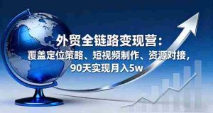 外贸全链路变现营：覆盖定位策略、短视频制作、资源对接，90天实现月入5w