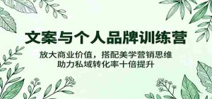 文案与个人品牌训练营，放大商业价值，搭配美学营销思维，助力私域转化率十倍提升