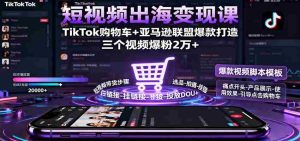 短视频出海变现课：TikTok购物车+亚马逊联盟爆款打造，三个视频爆粉2万+